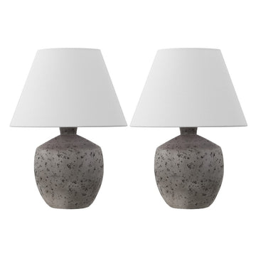 Myron 18" Minimalist Scandinavian Concrete Effect Resin/Iron LED Table Lamp - JONATHAN Y